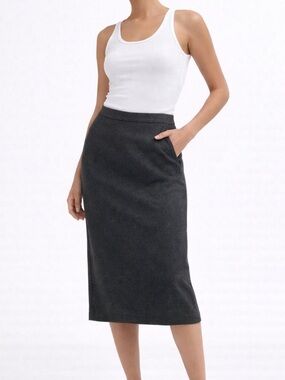 Vintage Giorgio Armani Le Collezioni Pencil Virgin Wool Skirt Size 10 Grey